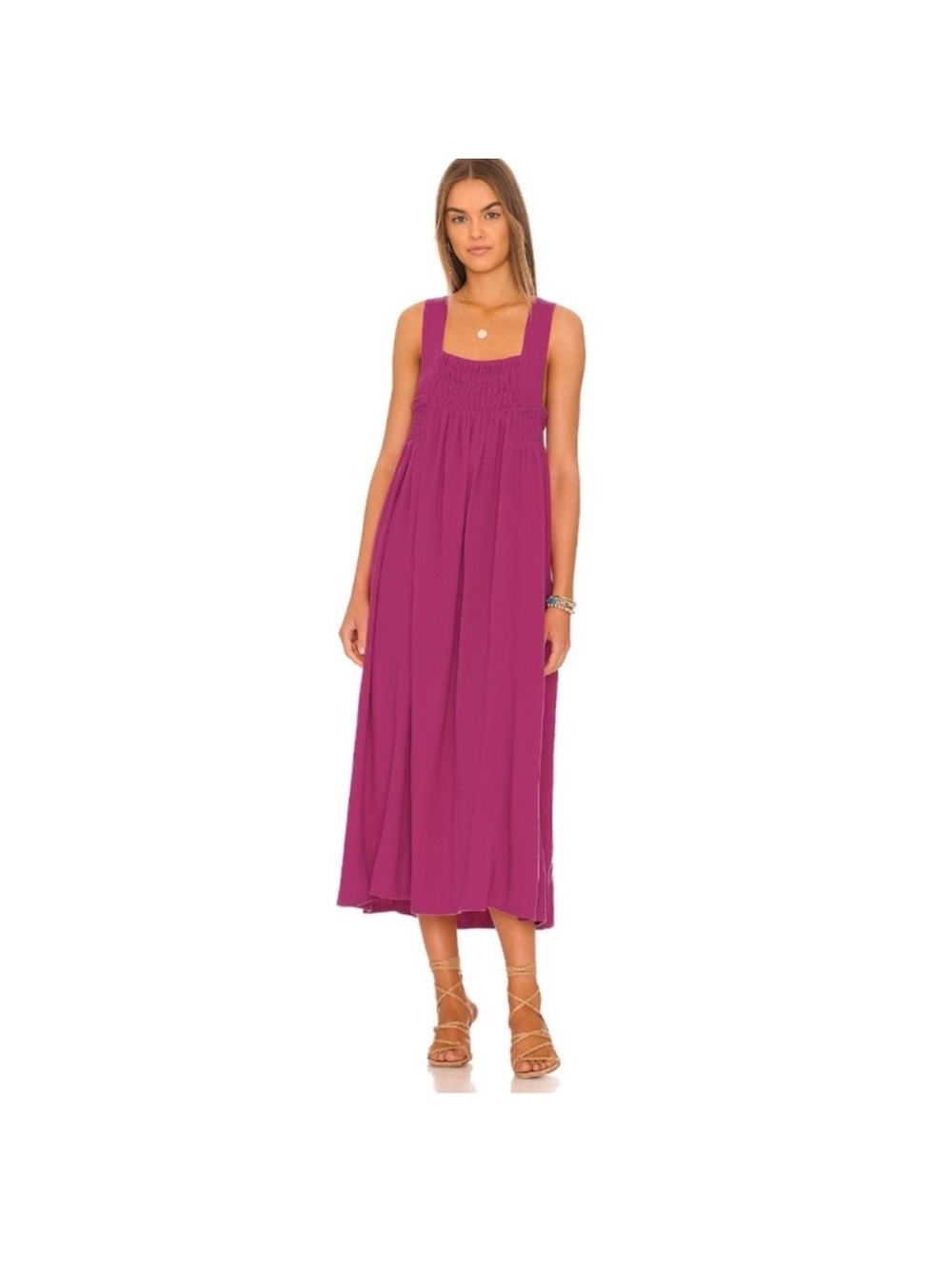 Free People Delphine Midi Dress in Raspberry Medium - NWT